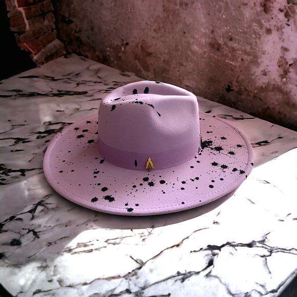 Customize wide brim Fedora light purple hat display picture 1